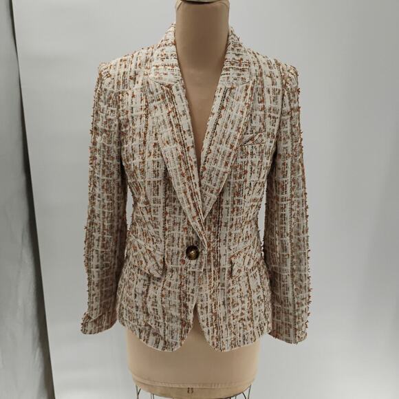 Veronica Beard Cutaway Dickey Tweed Blazer Jacket - Ivory - Size 4 - Picture 1 of 13